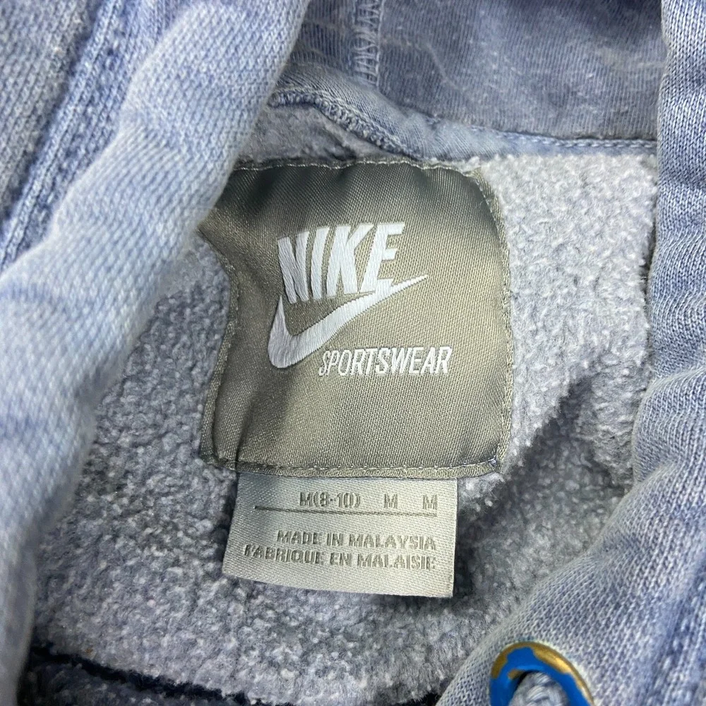 Nike Sportswear Hoodie Womens Medium Blue Fleece‎ Lined Swoosh Logo Drawstring